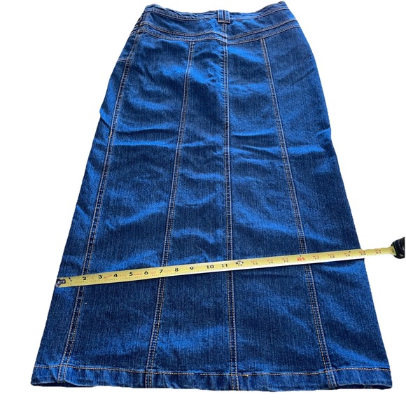 vtg no fuze denim skirt 10/12 pocket 1990's blue mid length - Picture 9 of 14